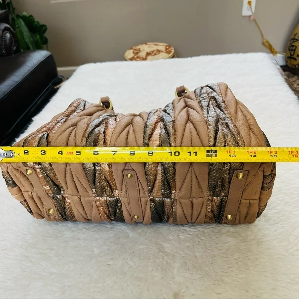 Genuine Snake Skin/Grain Brown Leather Handbag/Satchels Bag